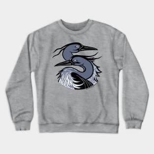 Great Blue Herons- black line Crewneck Sweatshirt